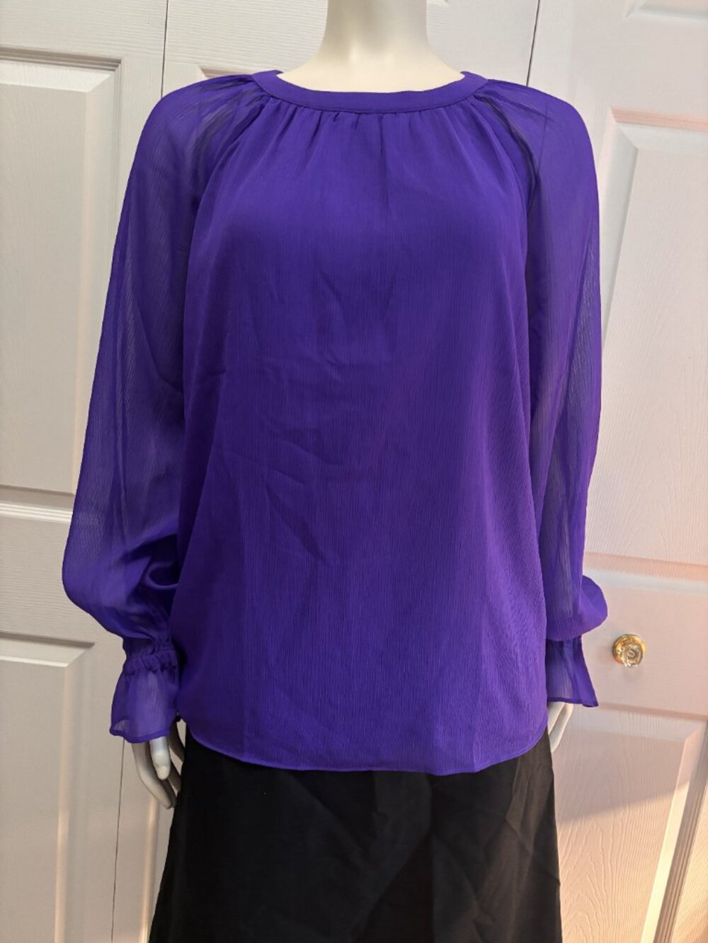 Ann Taylor Purple Sheer Sleeve Blouse NWT Size Small Flowy Lightweight Top